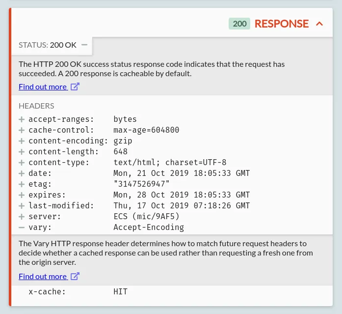 An example response card