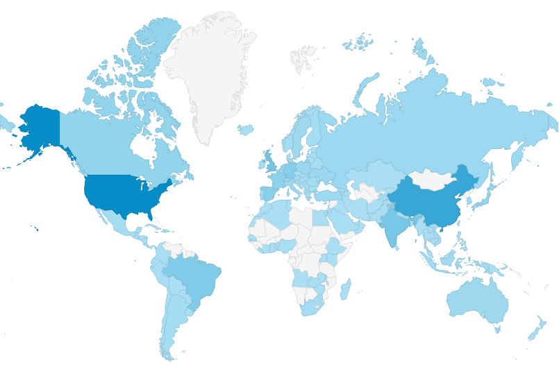 A map of countries of the world by traffic