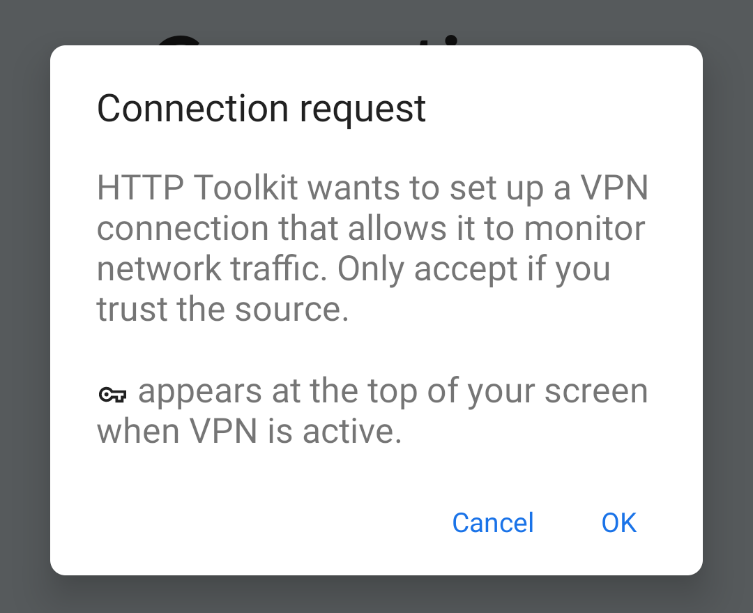 Android VPN setup prompt