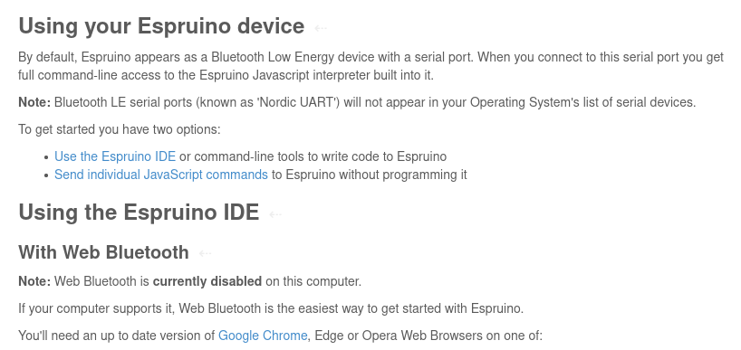 The Espruino setup instructions