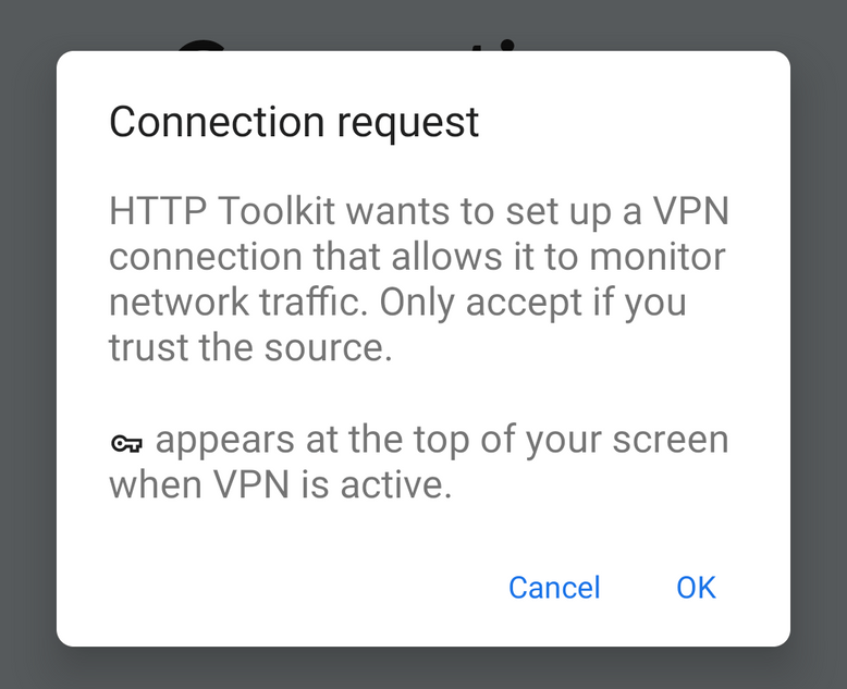 Android VPN setup prompt