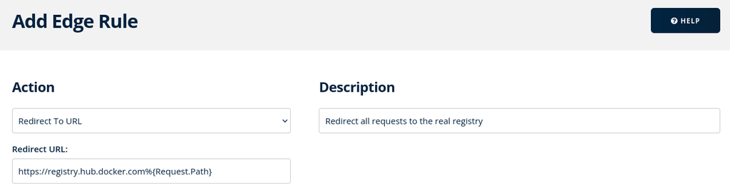 A Bunny.net edge rule, redirect all traffic to registry.hub.docker.com%{Request.Path}